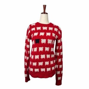 Princess Lady Diana Red Wool Sheep Sweater Warm & Wonderful Novelty Print XS